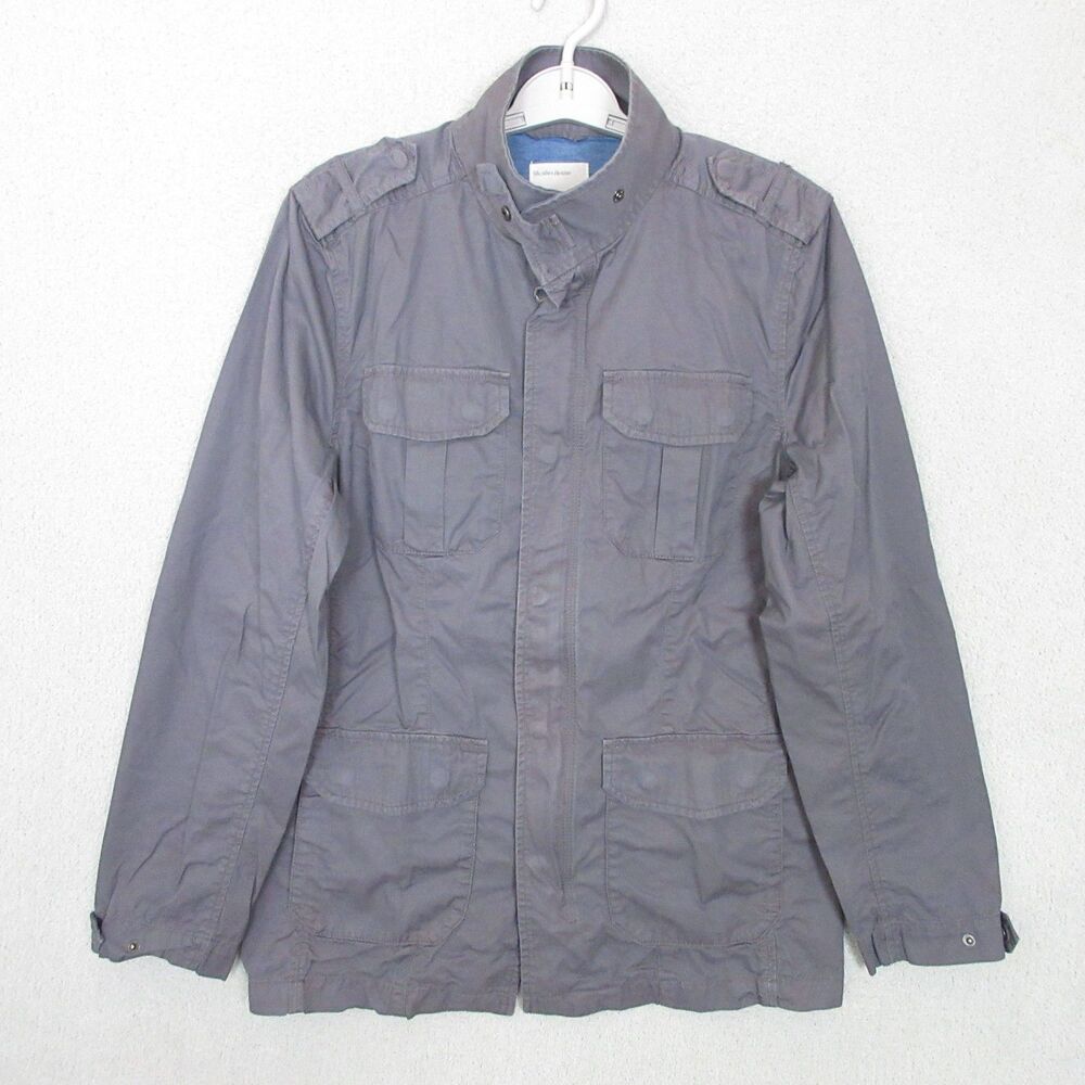 Life After Denim Utility Field Jacket Mens M Gray Button Zip Front Pockets